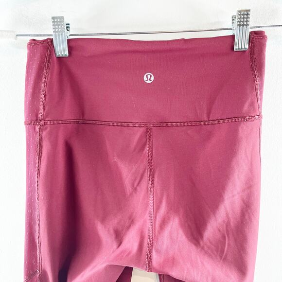 Lululemon Wunder Under Body Con Crop Leggings Deep Rouge Burgundy Red 6 - Picture 9 of 9
